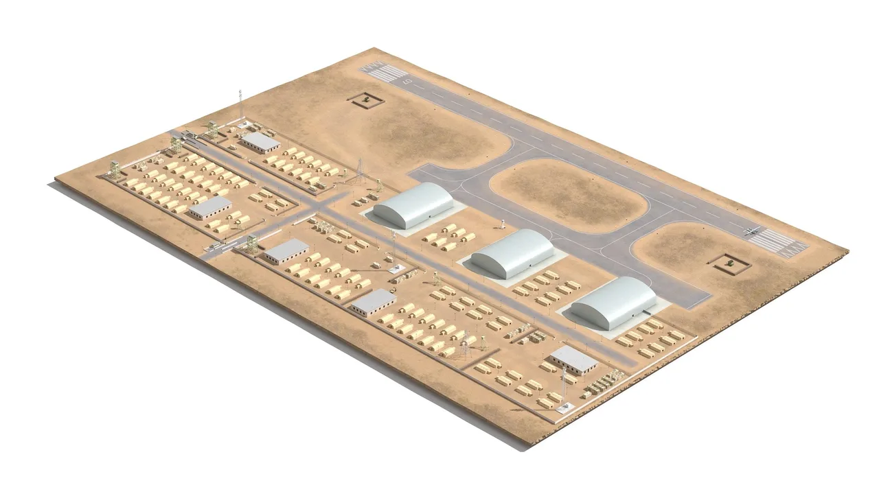 Equipped Military Drone Airbase with UAV Desert