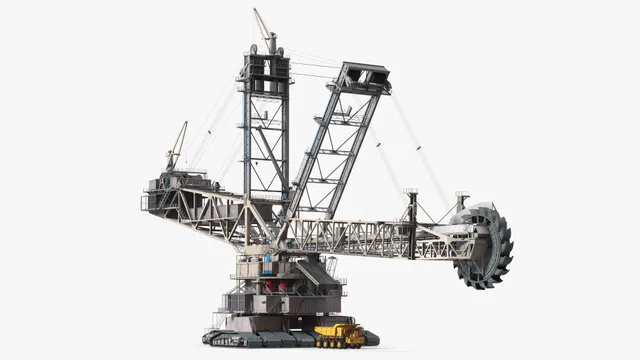 Industrial Equipment 3D models - Mining Multi Bucket Wheel Excavator with Mining Truck