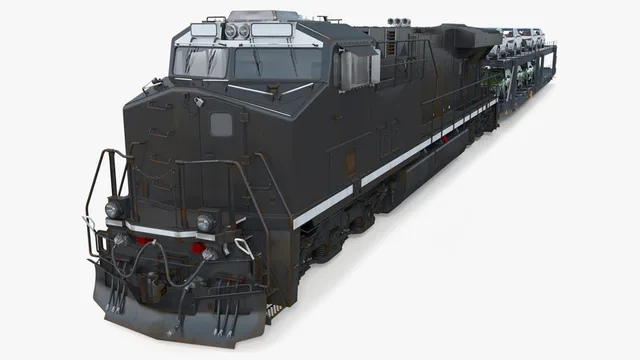 Vehicles 3D models - Locomotive with Car Transporter Loaded