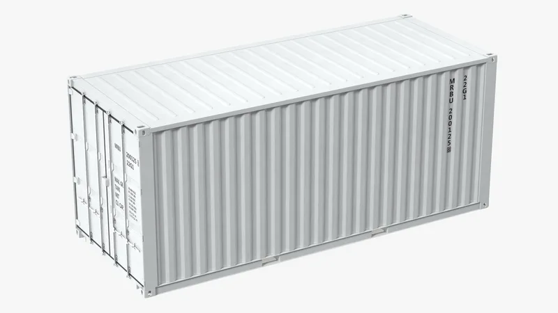 20 ft ISO Container White 3D model preview