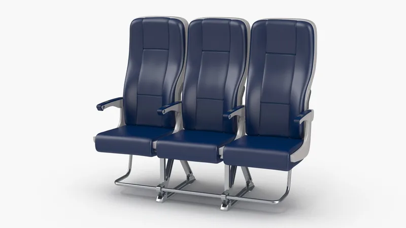 Aircraft Economy Class Passenger Triple Seats 3D model preview