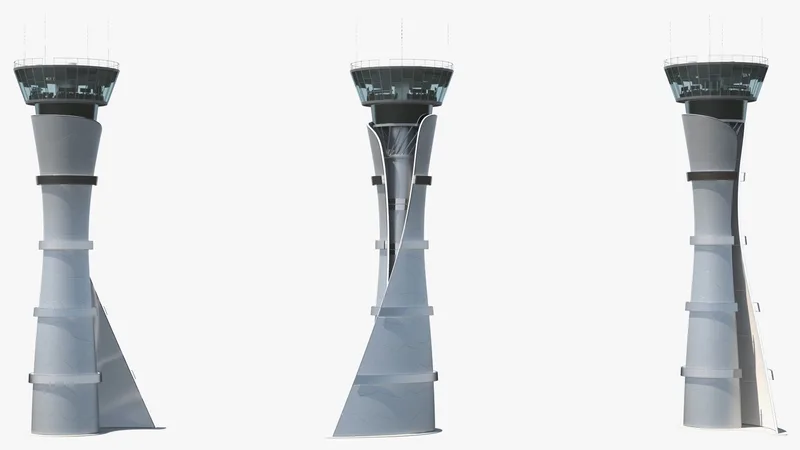 Airport Air Traffic Control Tower with Interior Generic 3D model preview