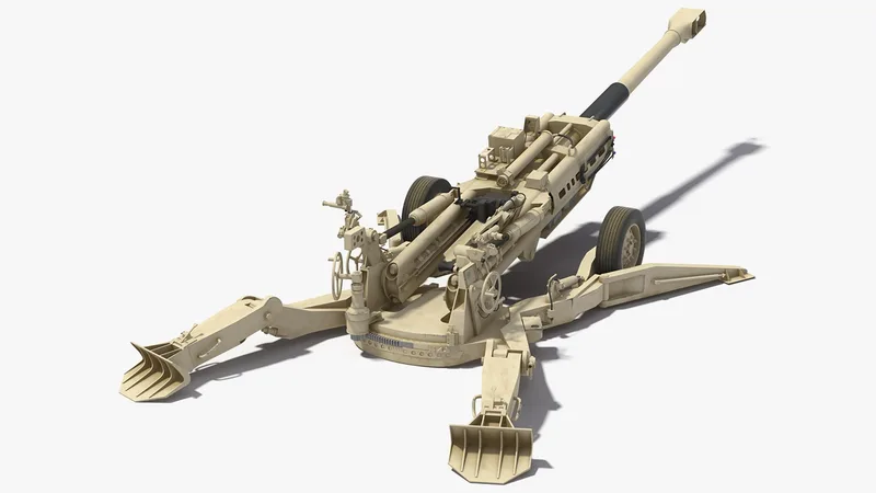 Battle Position Howitzer M777 155mm Desert 3D Model preview