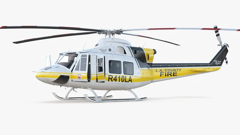 Bell 412 Fire Department Helicopter Rigged 3D model preview