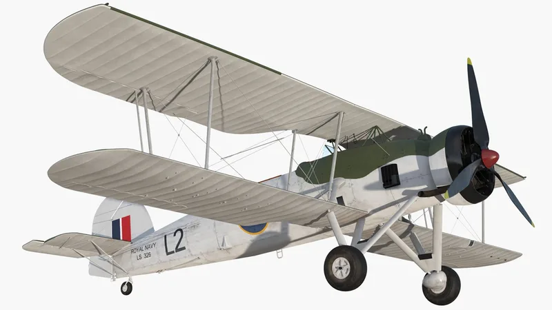 Biplane Torpedo Bomber Fairey Swordfish 3D model preview