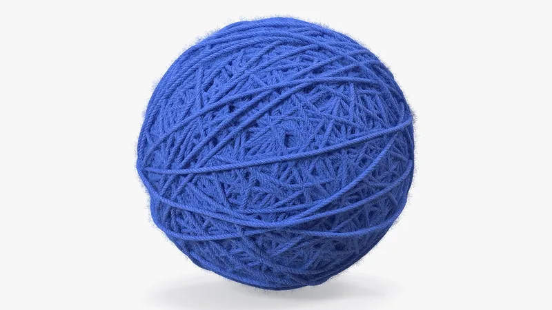 Blue Wool Yarn Ball 3D Model preview