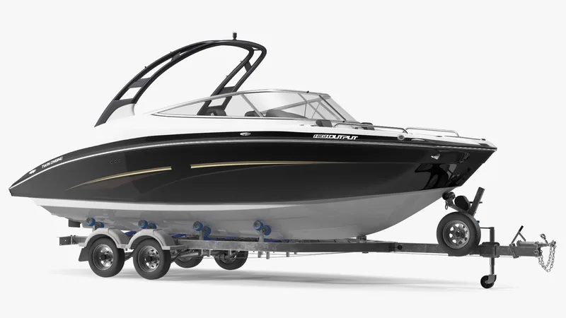 Boat Trailer With Sportboat 3D model preview