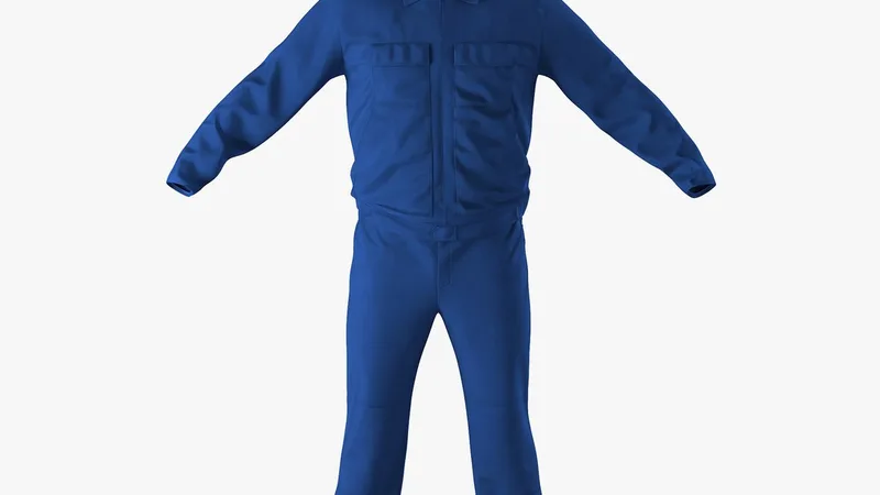Boiler Suit Coverall with Safety Helmet 3D model preview