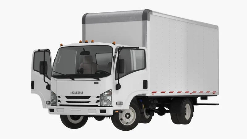 Box Truck Isuzu NPR 2018 Rigged 3D model preview
