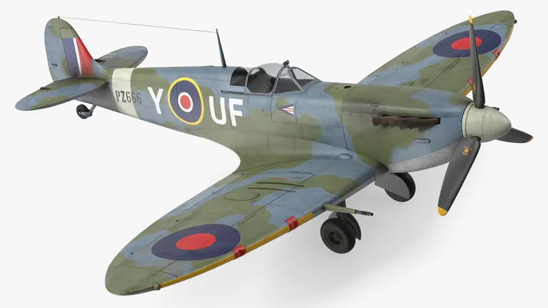 British WWII Fighter Aircraft Supermarine Spitfire 3D model preview