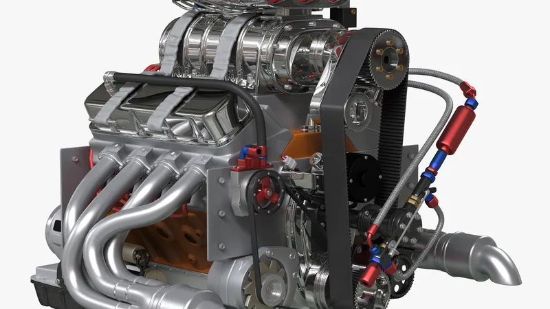 Car Engine with Blower 3D model preview
