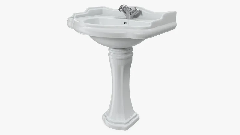 Classic Pedestal Bathroom Sink 3D model preview