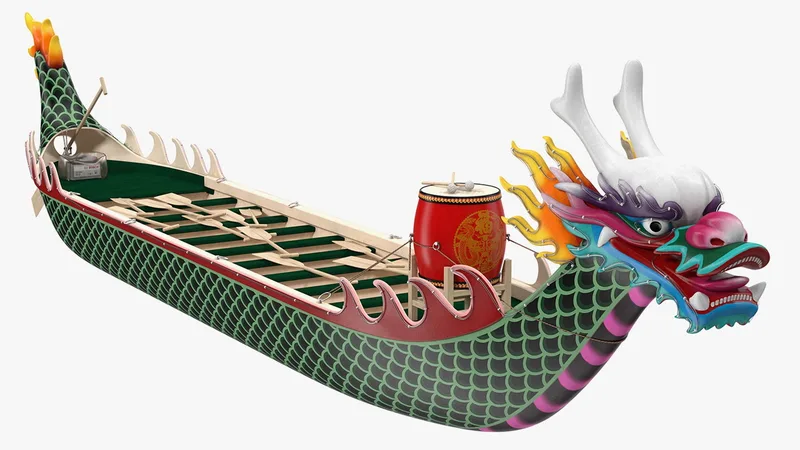 Colourful Dragon Boat 3D model preview