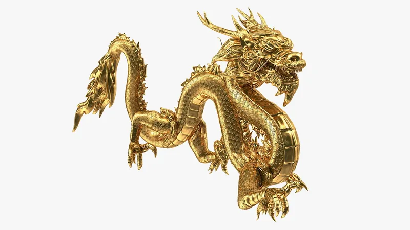 Golden Chinese Dragon 3D Model 3D model preview