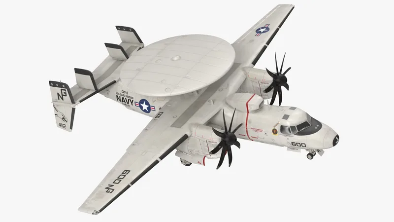 Grumman E-2 Hawkeye Tactical Early Warning Aircraft 3D model preview