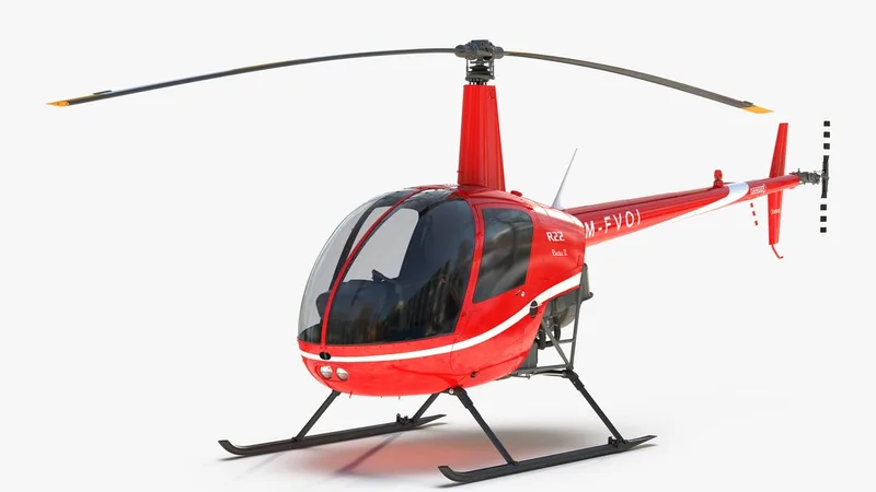 Helicopter Robinson R22 Red 3D model preview