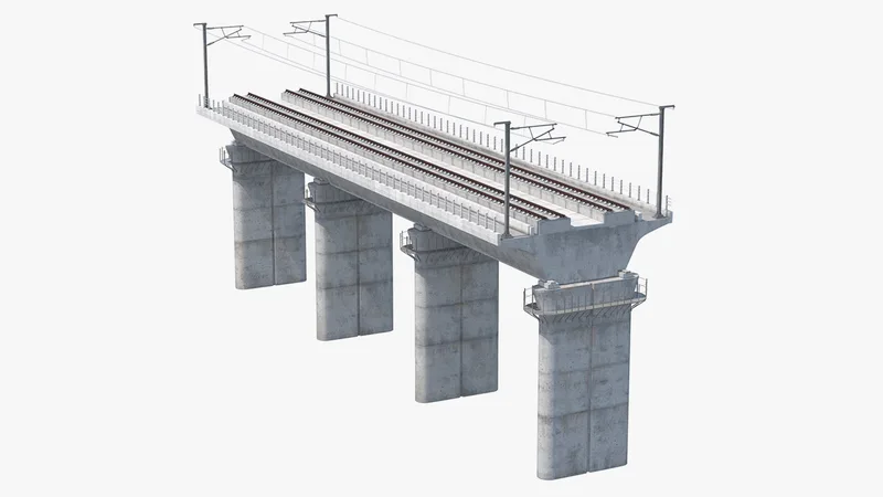 High Speed Rail Bridge Section 3D model preview