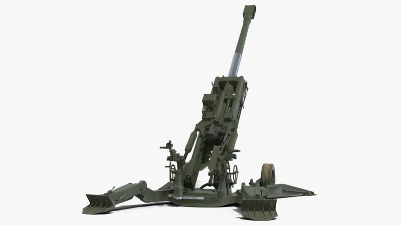 Howitzer M777 155mm Rigged 3D model preview
