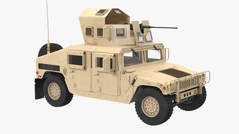 Humvee M1151 Enhanced Armament Carrier Simple Interior Desert 3D model preview