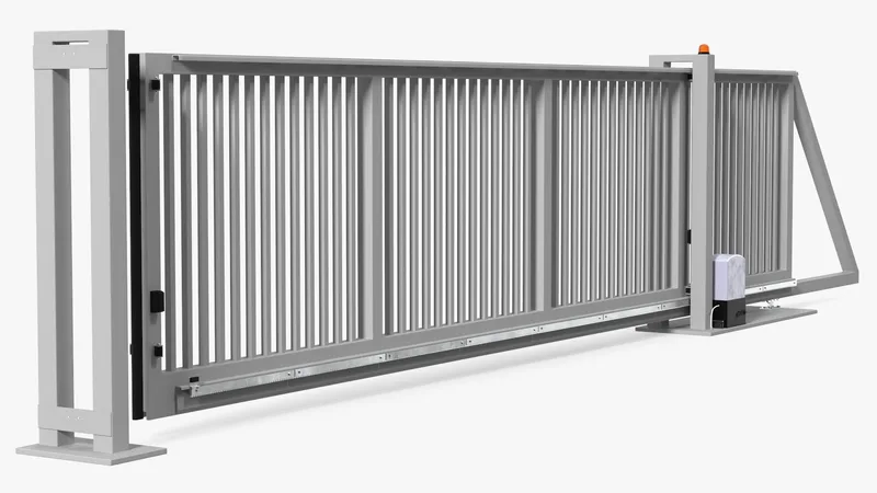 Industrial Sliding Gates Grey 3D model preview