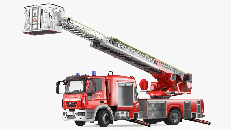 Iveco FF160 Magirus Fire Truck Rigged 3D model preview