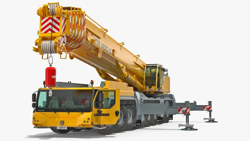 Liebherr LTM 1450 Mobile Crane Rigged 3D model preview