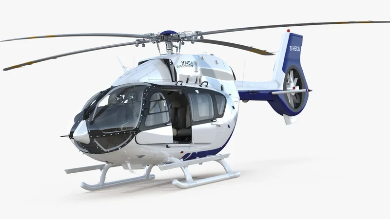 Light Utility Helicopter Eurocopter EC145 T2 Rigged 3D model preview