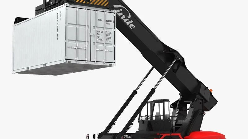 Linde Reach Staker with 20ft ISO Container Rigged 3D model preview