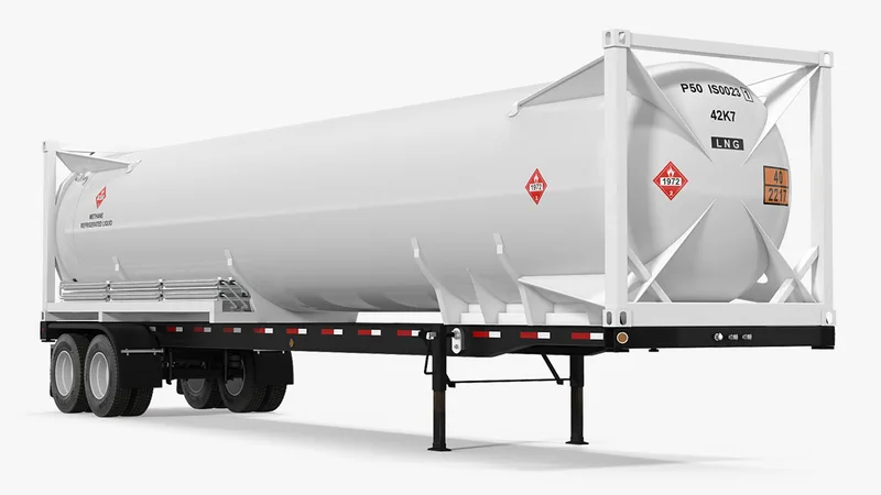 LNG Semi Trailer Gas Tank Trailer Rigged 3D model preview