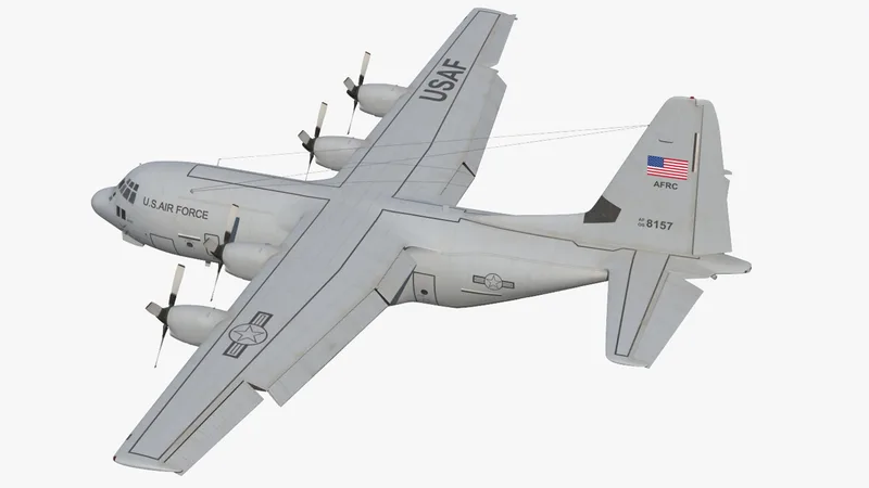 Lockheed C-130 Hercules US Military Transport Aircraft Rigged 3D model preview