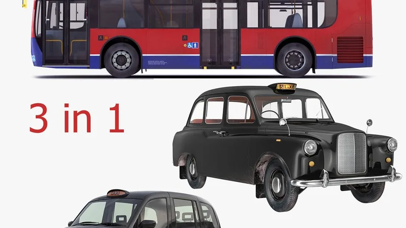 London Bus and Taxi Vehicle Set 3D model preview