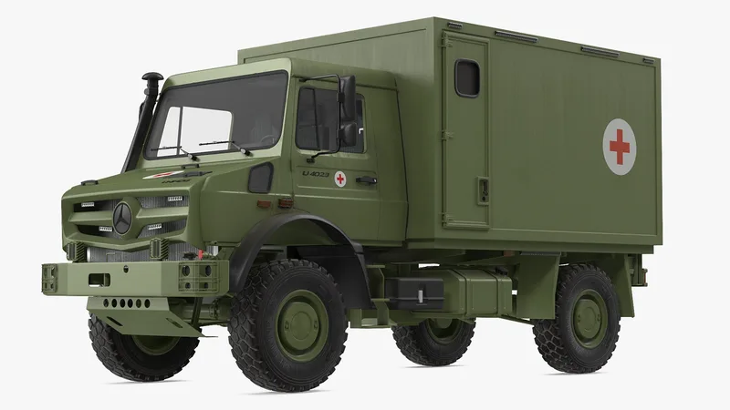 Mercedes Unimog 4023 Ambulance Vehicle 3D model preview