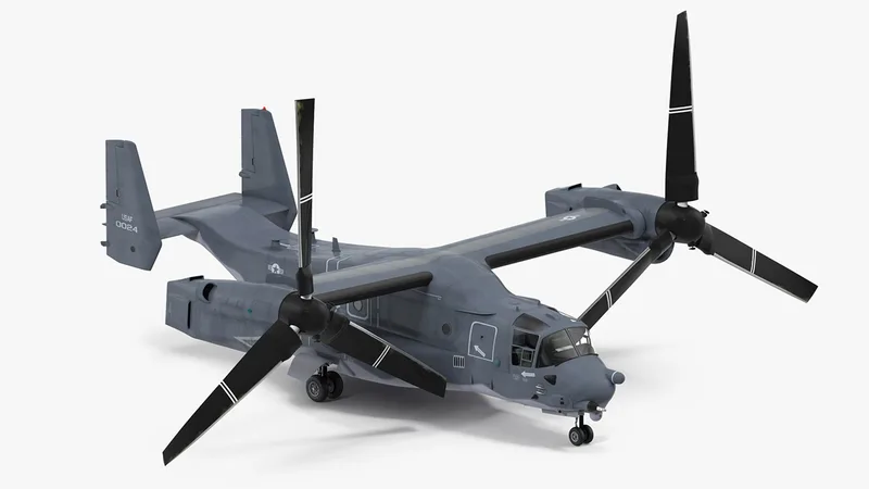 Military Transport Aircraft V-22 Osprey 3D model preview