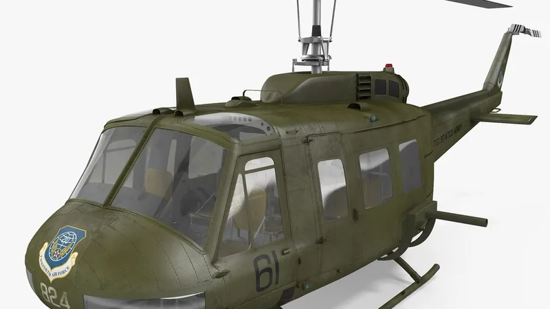 Military Utility Helicopter Bell UH-1 Iroquois 3D model preview