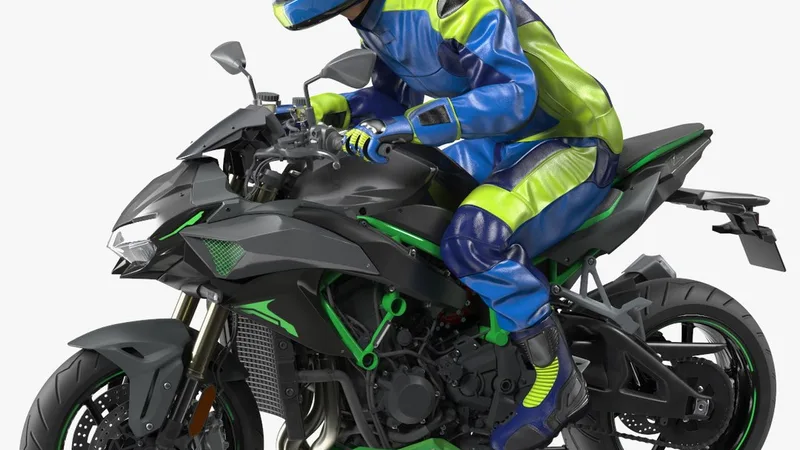 Motorcycle Racer with Sport Motorbike 3D model preview