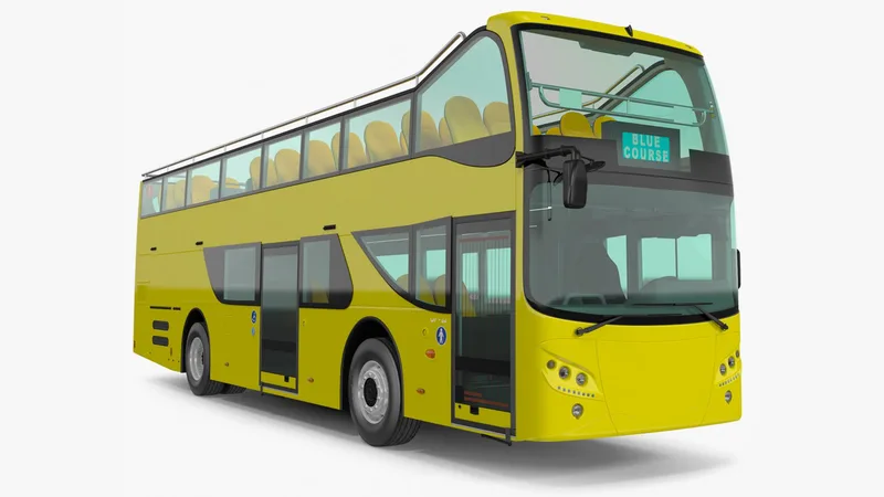 Open Air Tour Bus Simple Interior Yellow 3D model preview