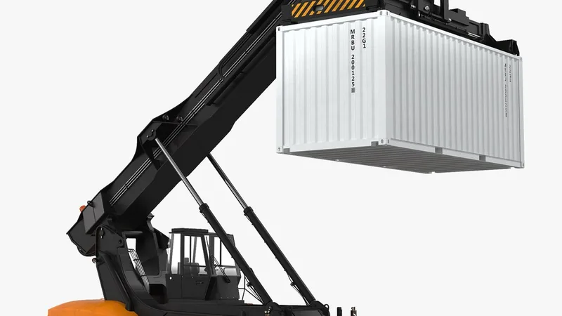 Reach Staker with 20ft ISO Container Rigged 3D Model 3D model preview