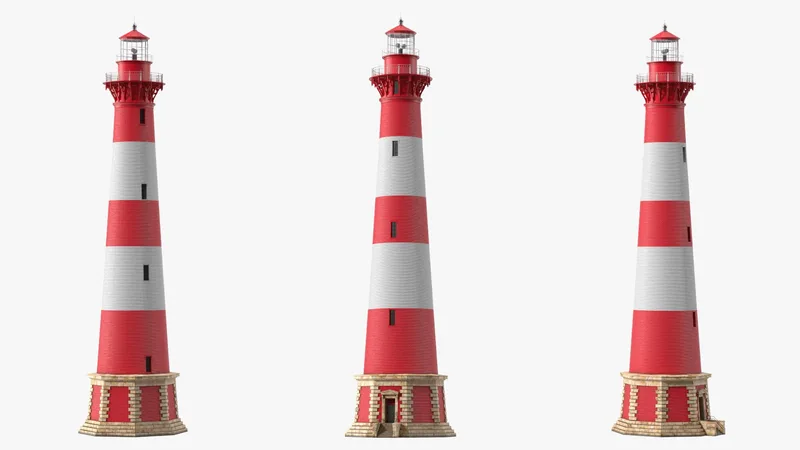 Red and White Striped Lighthouse 3D model preview