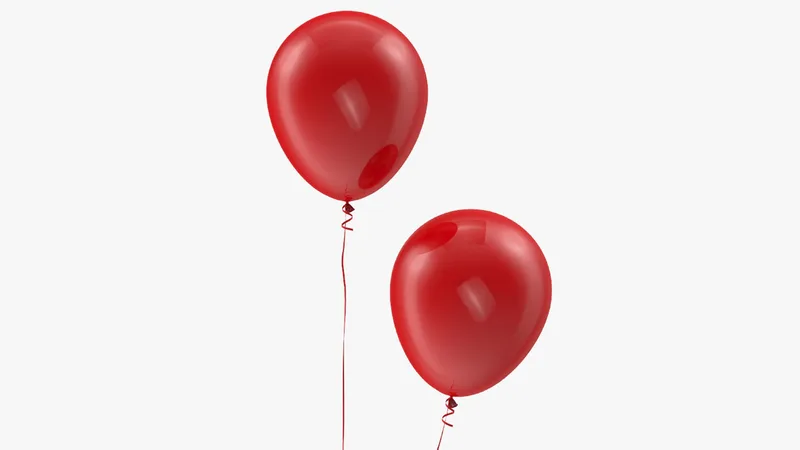 Red Balloon with Ribbon 3D model preview
