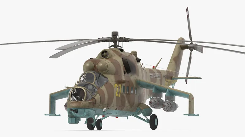 Russian Attack Helicopter Mil Mi-24B Hind 3D model preview