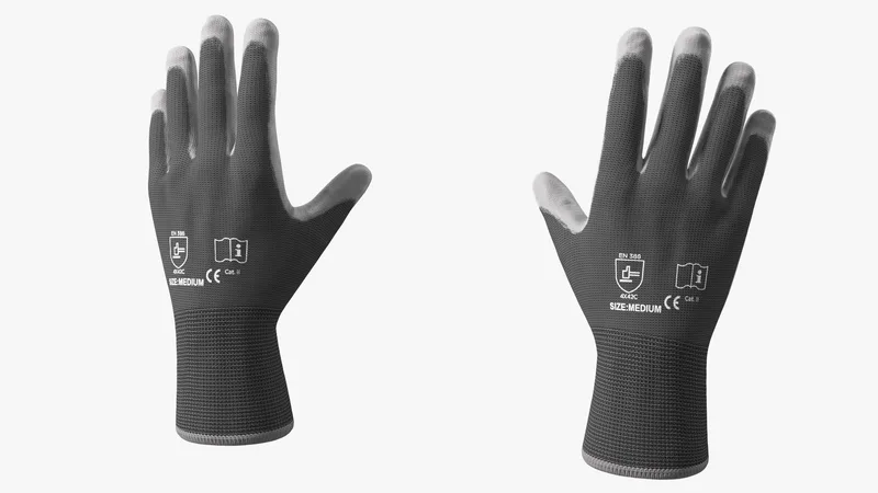 Safety Work Gloves Gray 3D model preview