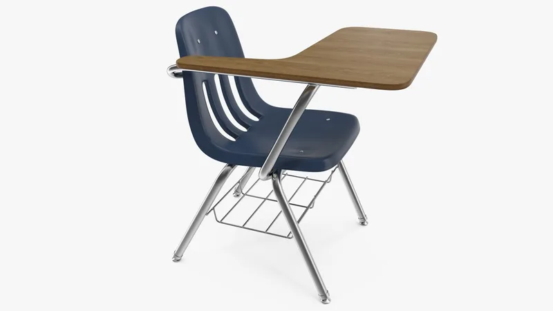 School Desk and Chair 3D model preview