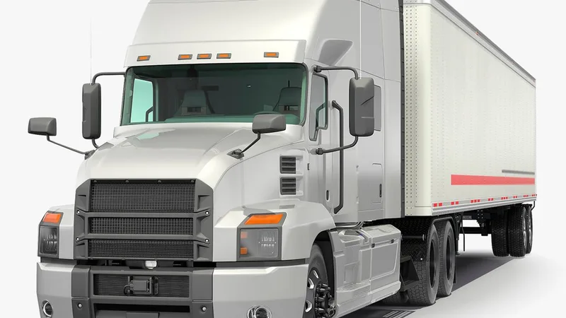 Semi Truck with Trailer Generic Simple Interior 3D model preview