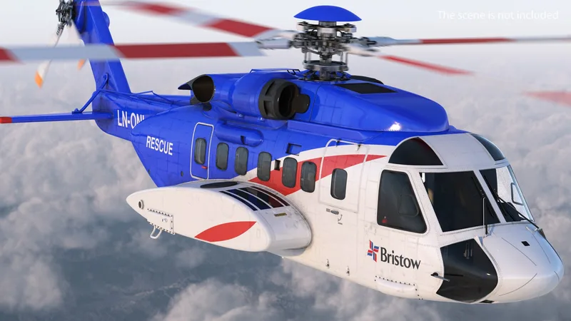 Sikorsky S-92 Civil Helicopter Rigged 3D model preview