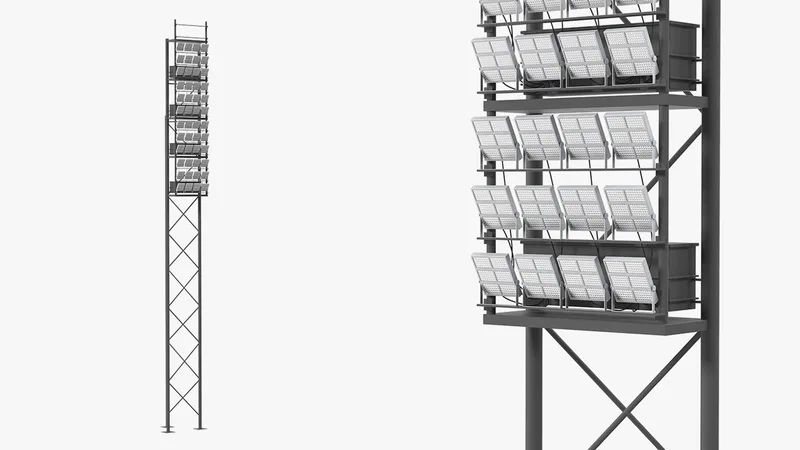 Stadium Lighting Pole 3D model preview