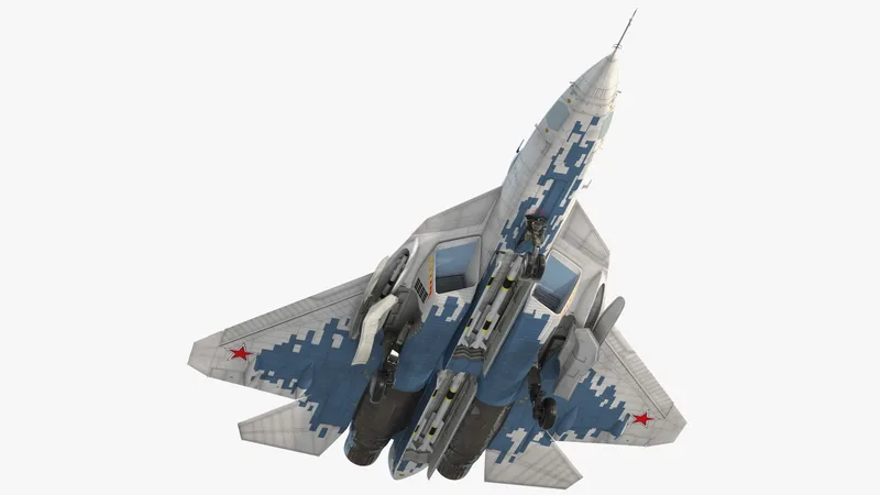 SU-57 Stealth Jet Fighter Pixel Camouflage Rigged 3D model preview