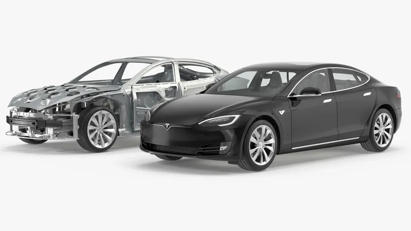 Tesla Model S and Frame Rigged Collection 3D model preview