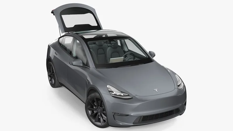 Tesla Model Y Silver Rigged 3D Model 3D model preview