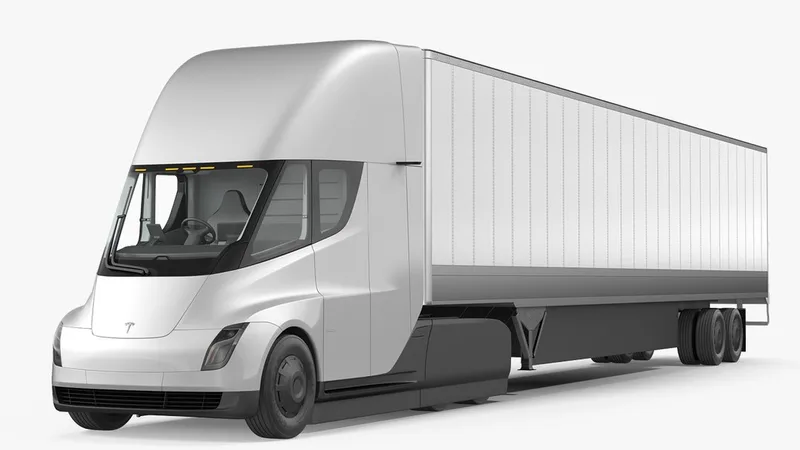 Tesla Semi Truck with Trailer Simple Interior 3D model preview