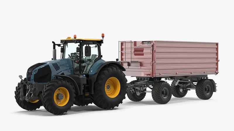 Tractor with Dump Trailer New 3D model preview